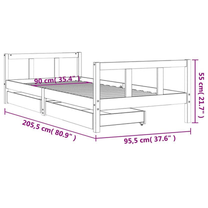 Vidaxl Estructura De Cama Para Niños Con Cajones Madera Pino 90x200 Cm_2