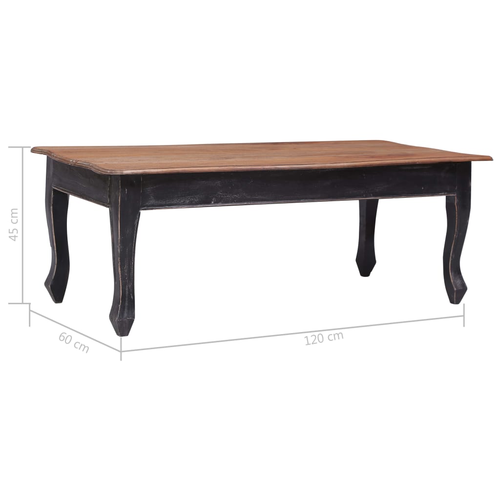 Mesa De Centro De Madera Maciza De Caoba Negra 120x60x45 Cm_4