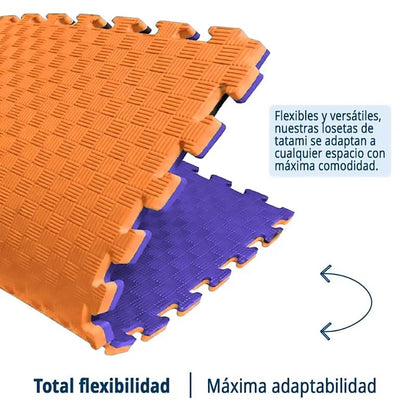 Artatami® Tatami Puzzle 1x1x20 Mm Naranja - Lila Pack Ahorro【12 Unidades】gimnasios - Fitness - Pilates - Yoga_3