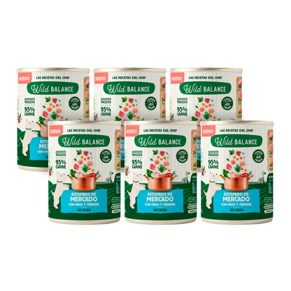 Pack de 6 Ensopados de Peru e Carne Wild Balance para Cães 400g