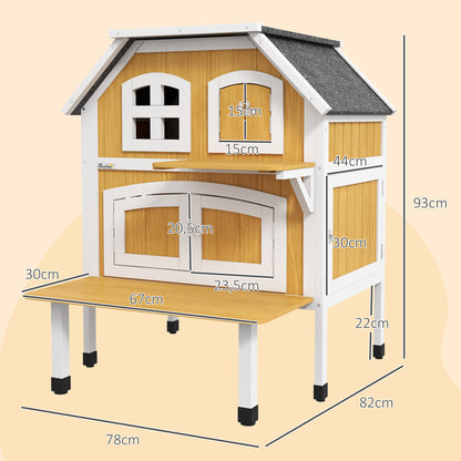 Pawhut Casa Para Gatos De Madera 78x82x93 Cm Con Techo Asfáltico Natural_2