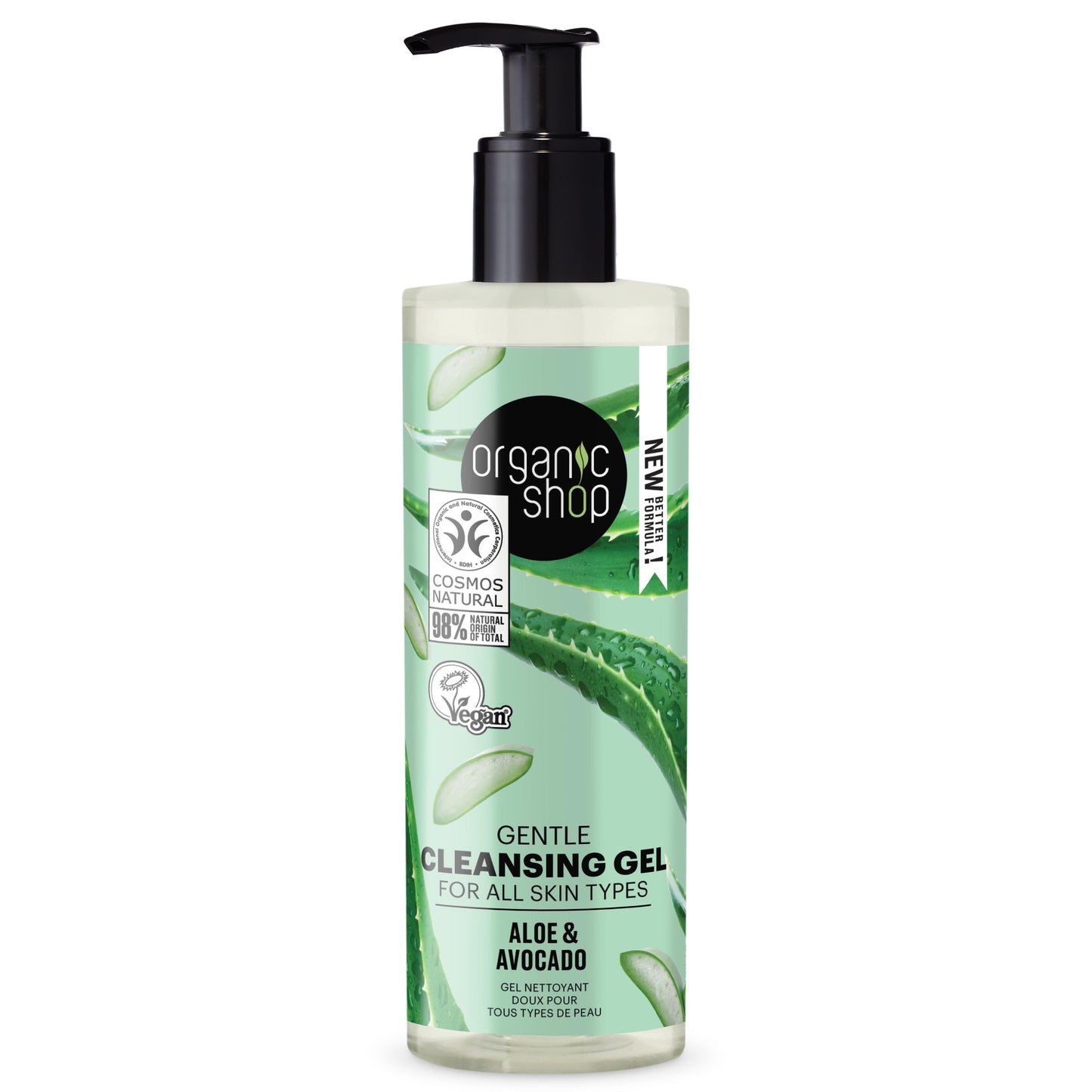 Gel de Limpeza Suave Organic Shop Aloe e Abacate 200 ml