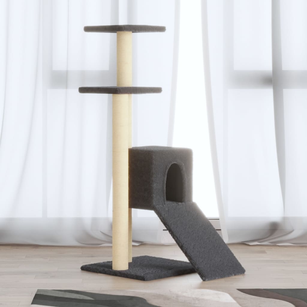 Rascador Para Gatos Con Postes De Sisal Gris Oscuro 92 Cm_1