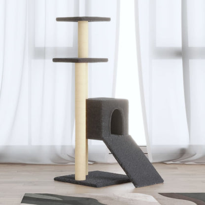Rascador Para Gatos Con Postes De Sisal Gris Oscuro 92 Cm_1