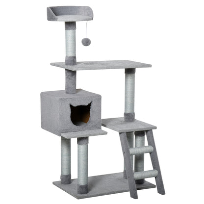 Pawhut Árbol Rascador Para Gatos Altura 124 Cm Con Plataformas Escalera Cueva Y_0
