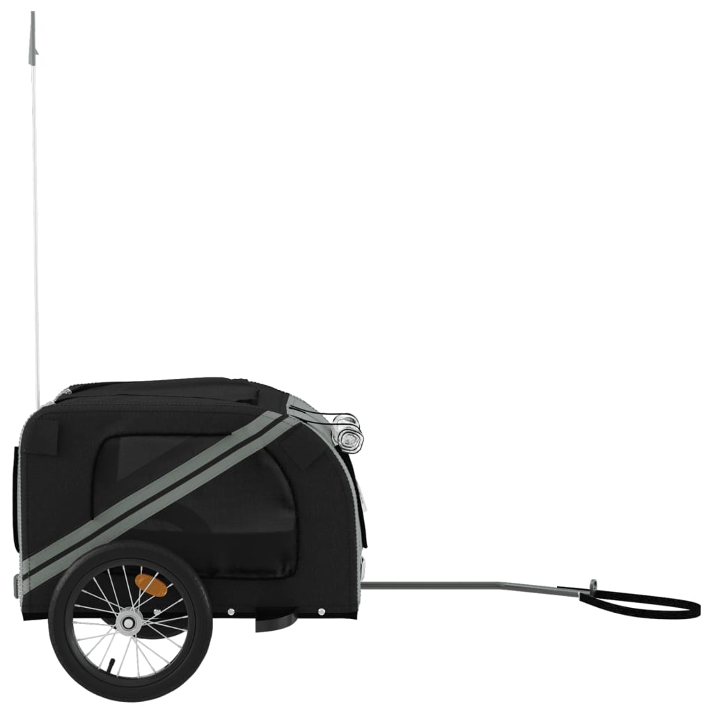 Remolque Bicicleta Para Mascotas Hierro Tela Oxford Negro Gris_5