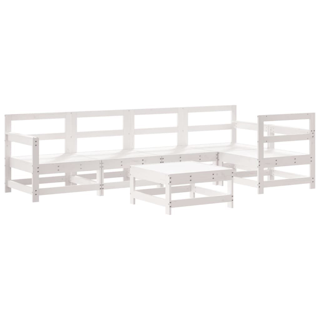 Vidaxl Juego De Muebles De Jardín 6 Piezas Madera Maciza Pino Blanco_0