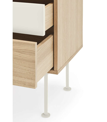 Mesita De Noche Para Dormitorio Modelo Yoko 2 Cajones Acabado Roble/crema, 35cm(ancho) 54c_4
