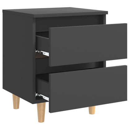 Mesitas De Noche 2 Uds Con Patas Madera Pino Gris 40x35x50 Cm_4