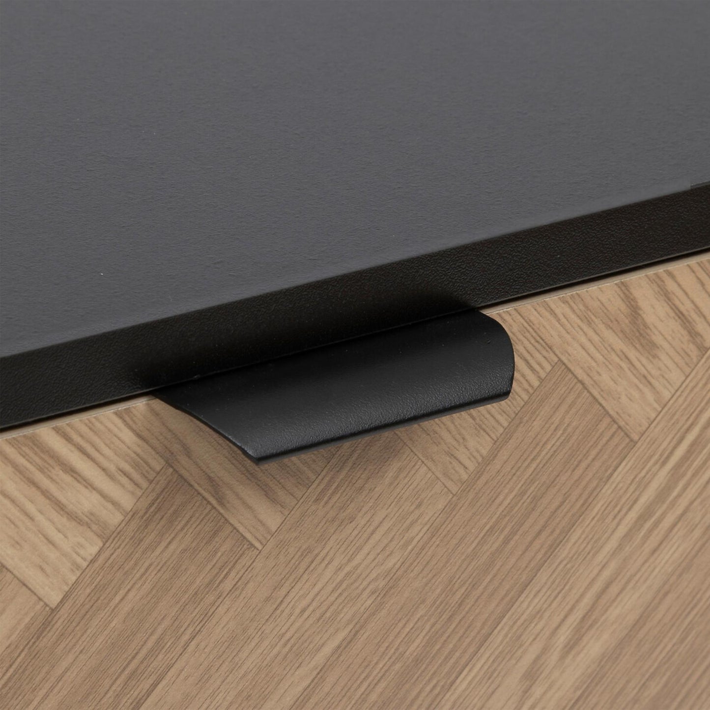 Consola Chevrons 2 Cajones en Acero Color Negro (110 x 35 x 75 cm)_3