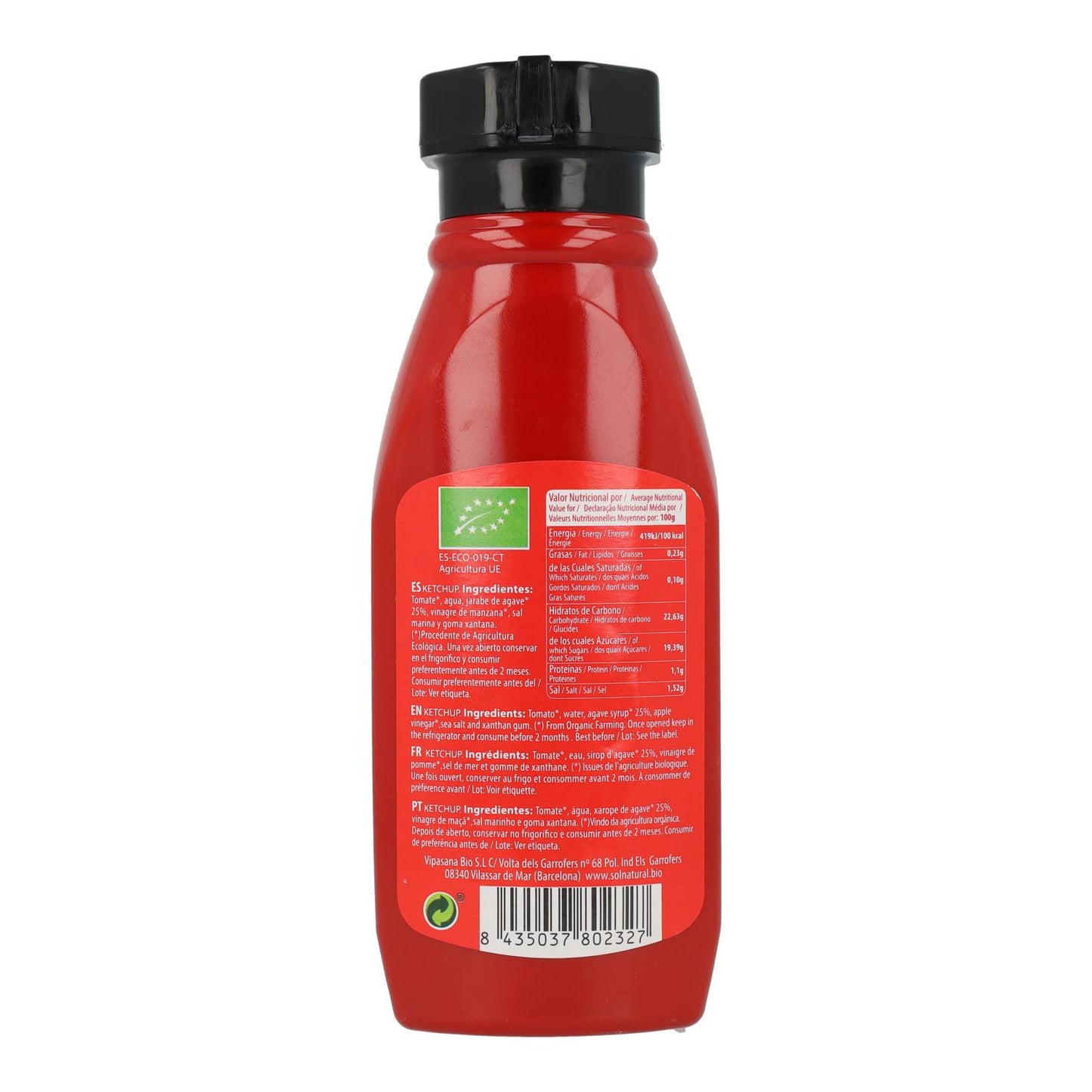 Xarope de Agave Orgânico Sol Natural Ketchup 275 g