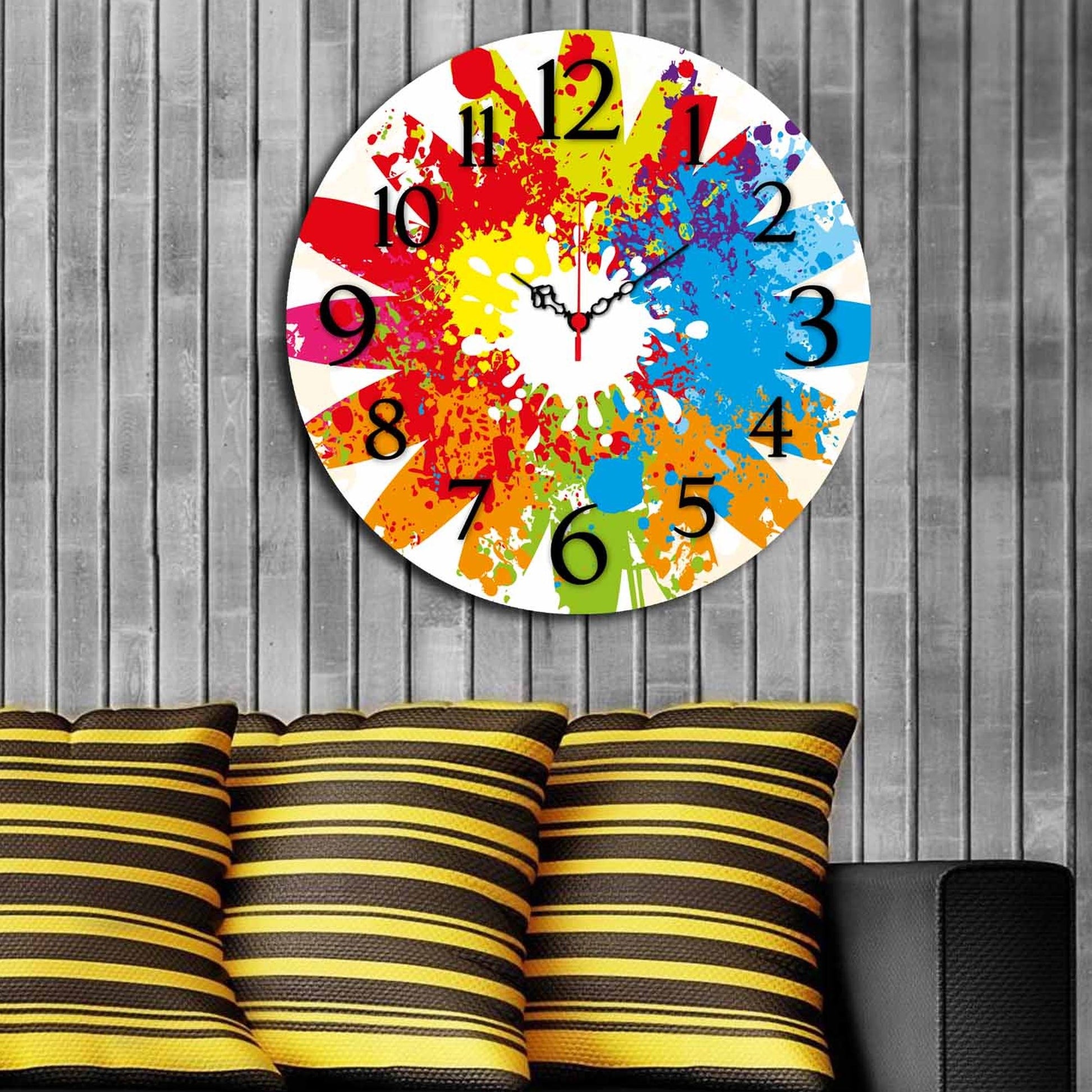Reloj Decorativo Multicolor Mdf De Pared_5