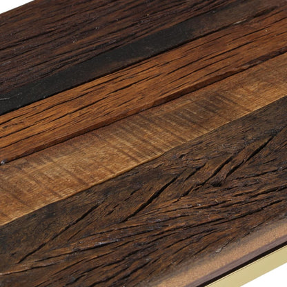 Mesa Consola Acero Inoxidable Madera Maciza Traviesa Dorado_3