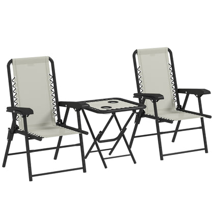 Outsunny Conjunto De Mesa Y Sillas De Terraza Exterior De 3 Piezas Crema_0