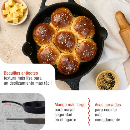 Victoria Sartén Hierro Fundido Curado Inducción 30cm, Apta Fuego, Barbacoa, Horno Cast Iron Skillet, 36706, Negro_2