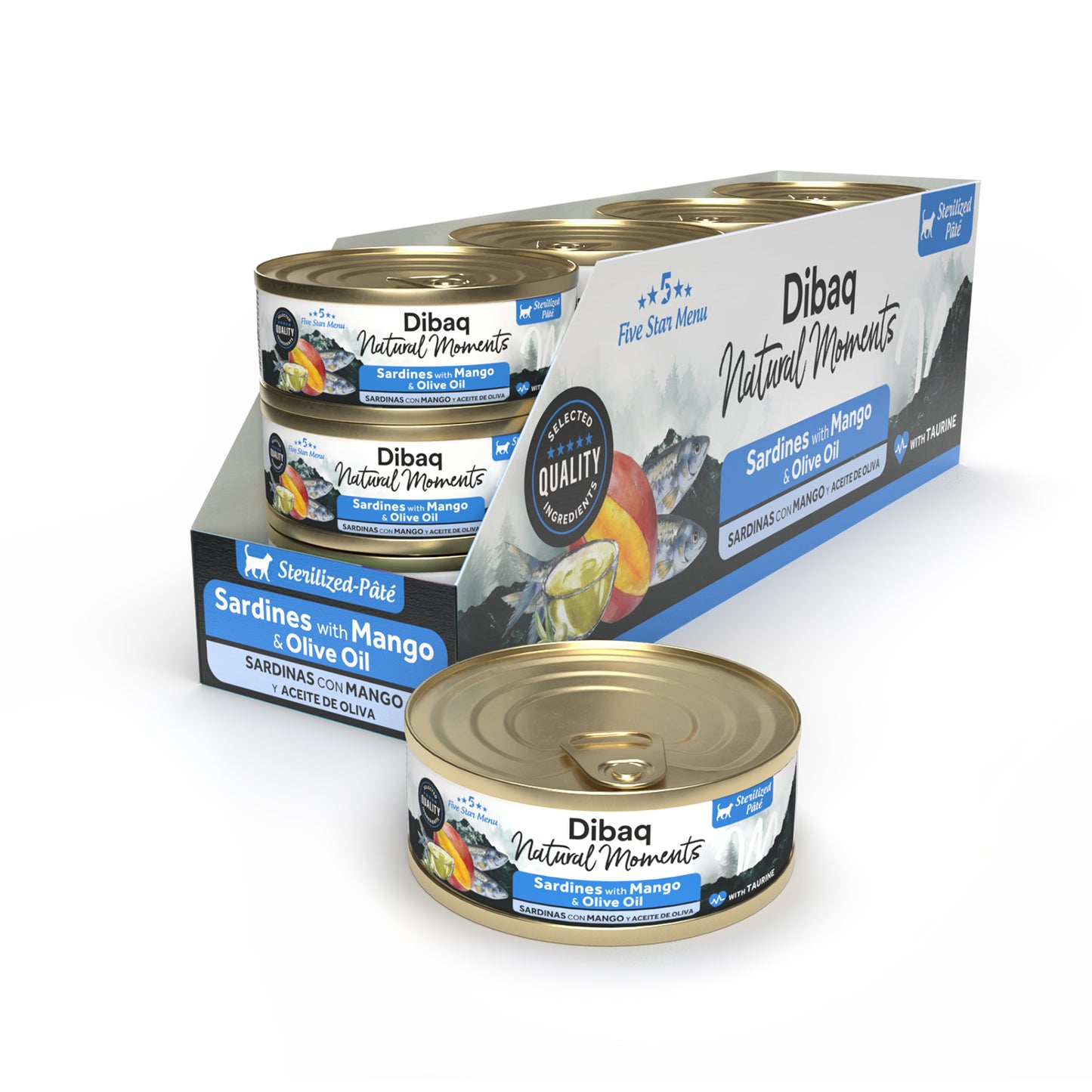 Dibaq Natural Moments 5 Star Esterilizados De Sardinas Con Mango, 12 Latas X 70gr_0