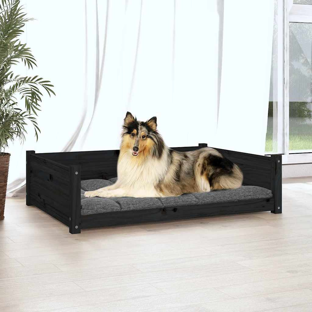 Vidaxl Cama Para Perros Madera Maciza De Pino Negro 95,5x65,5x28 Cm_1