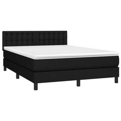 Cama Box Spring Colchón Y Luces Led Tela Negro 140x200 Cm / Vetonek_2