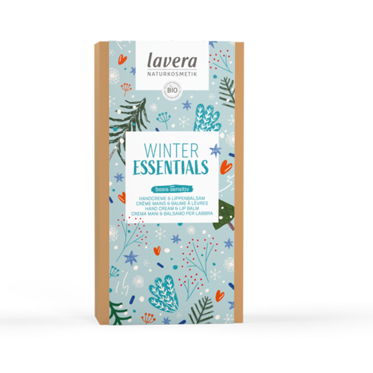 Caixa oferta para cuidados sensíveis com a base de artigos essenciais de inverno Lavera 129 gr