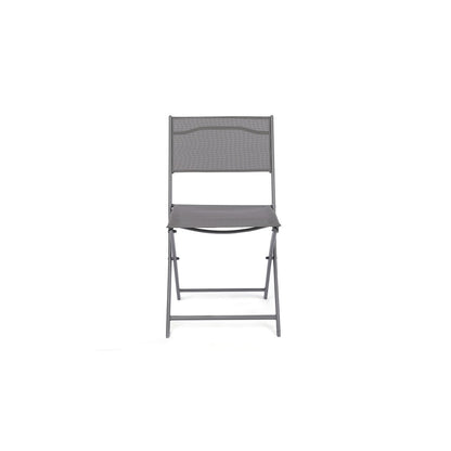 Lote De 4 Sillas De Jardín Plegables De Texaline Y Acero Gris Oscuro - Muebles De Jardín - 45x54xh83cm_1