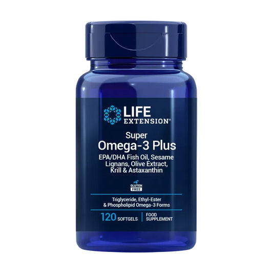 Super Ómega-3 Plus EPA/DHA Óleo de Peixe Sésamo Lignanas Extrato de Oliva Krill e Astaxantina, Life Extension 120 esferas