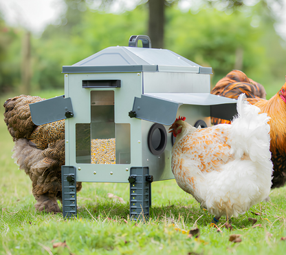 Comedero Para Gallinas Robust® | Tolva Antidesperdicio De Acero Galvanizado Para Exterior | Altura Regulable (18kg)_1