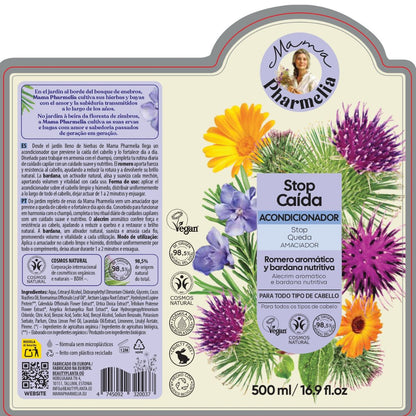 Acondicionador Stop Caída con Romero Aromático y Bardana Nutritiva, Mama Pharmelia, 500ml
