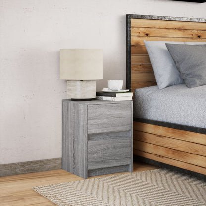 Mesita De Noche Con Luces Led Madera De Ingeniería Gris Sonoma_2