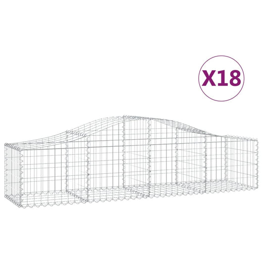 Cestas De Gaviones 18 Uds Forma De Arco Hierro 200x50x40/60 Cm_0