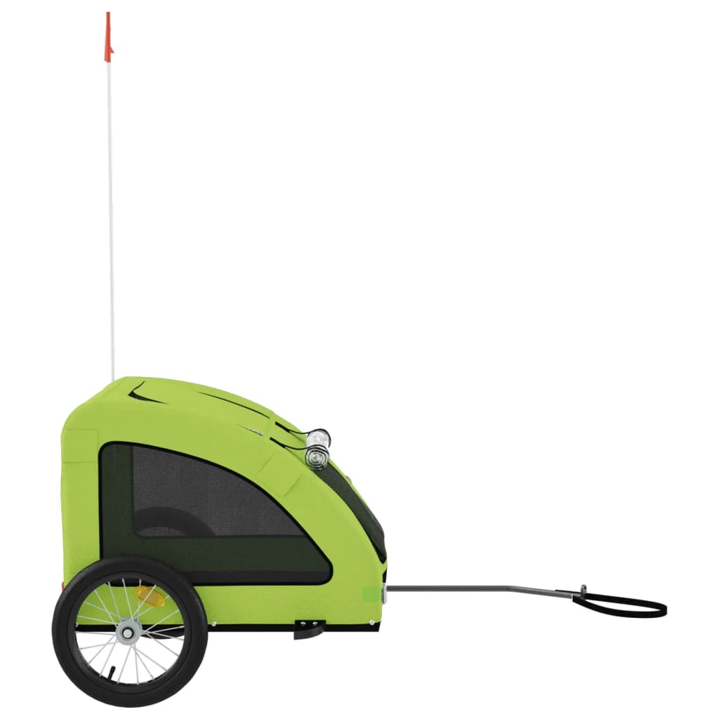 Remolque De Bicicleta Mascotas Hierro Tela Oxford Verde_5