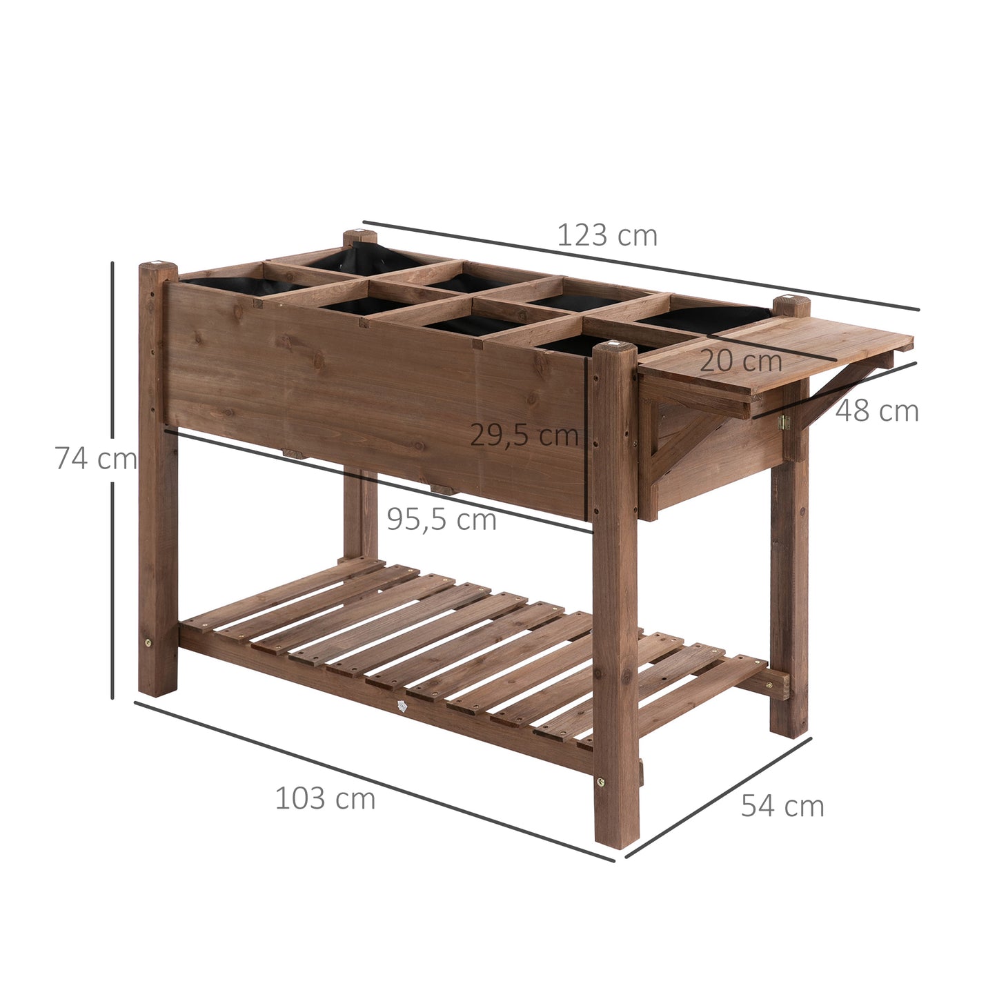 Outsunny Jardinera Elevada De Madera Maciza Para Cultivo De Plantas_2