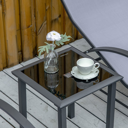 Outsunny 2 Tumbonas De Jardín 59x169x66 Cm Con Mesa De Café 41x41x45 Cm Gris_3