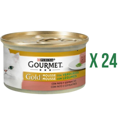 Embalagem 24 x GOURMET GOLD Mousse Comida Húmida Pato e Espinafres 85 g