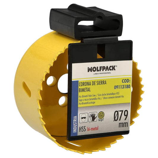 Corona Sierra Bimetal Ø 79 Mm. Templado Termico, Base Reforzada. Corona Madera, Broca Agujeros Madera, Acero, Hierro, Plasticos