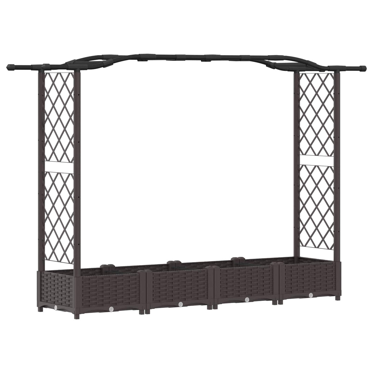 Cama Elevada Con Trellis Y Techo Marrón 207 X 40 X 123 Cm Pp_0