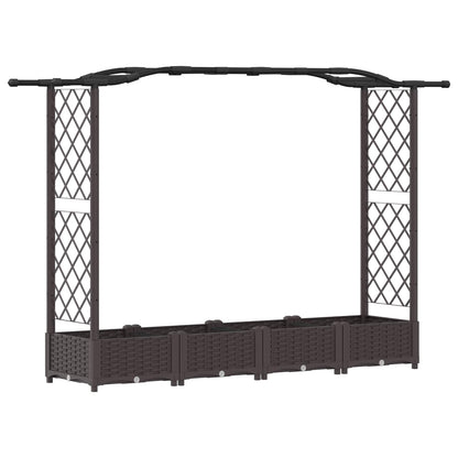 Cama Elevada Con Trellis Y Techo Marrón 207 X 40 X 123 Cm Pp_0