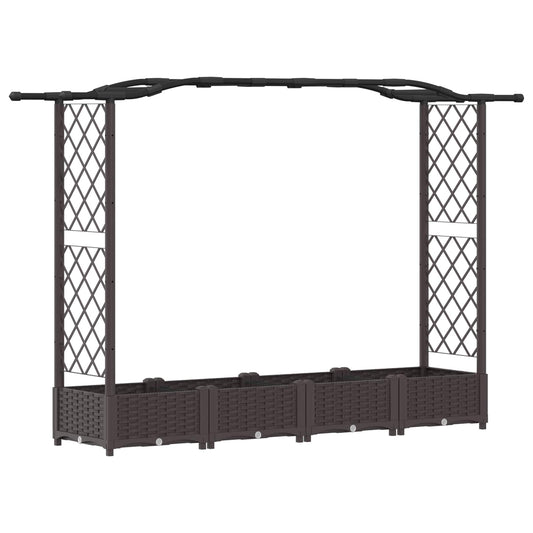 Cama Elevada Con Trellis Y Techo Marrón 207 X 40 X 123 Cm Pp_0