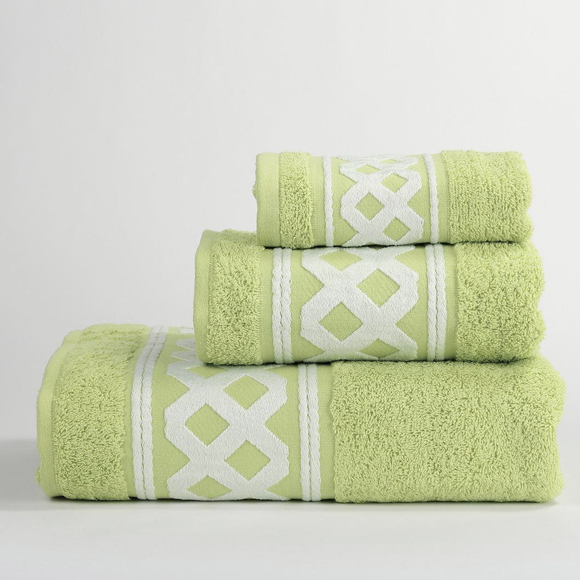 Juego De 3 Toallas De Baño De Algodón De Rizo 450 Gr/m2, De 50x30; 100x50; 150x100 Cm., Color Verde Agua_5