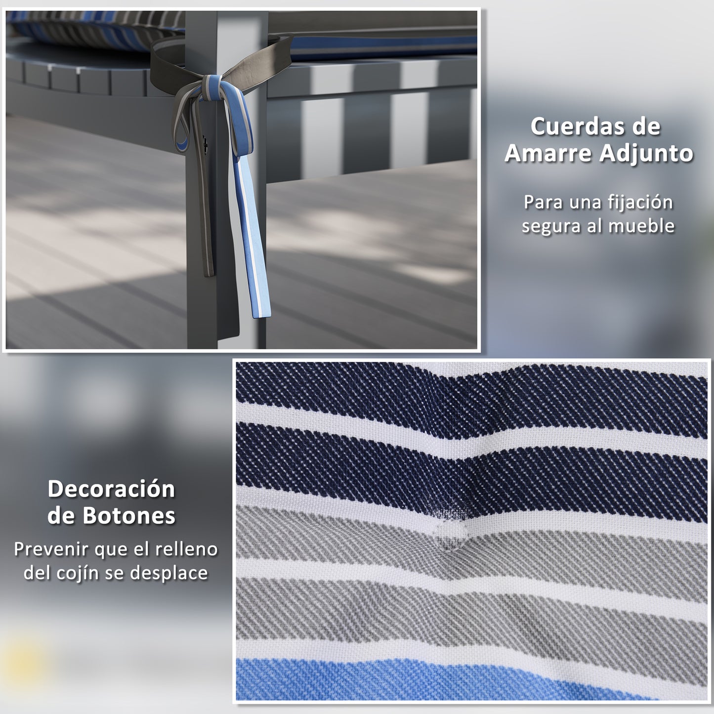 Outsunny Conjunto De Cojines Para Banco De Jardín De 2 Plazas 120x50x5 Cm_5