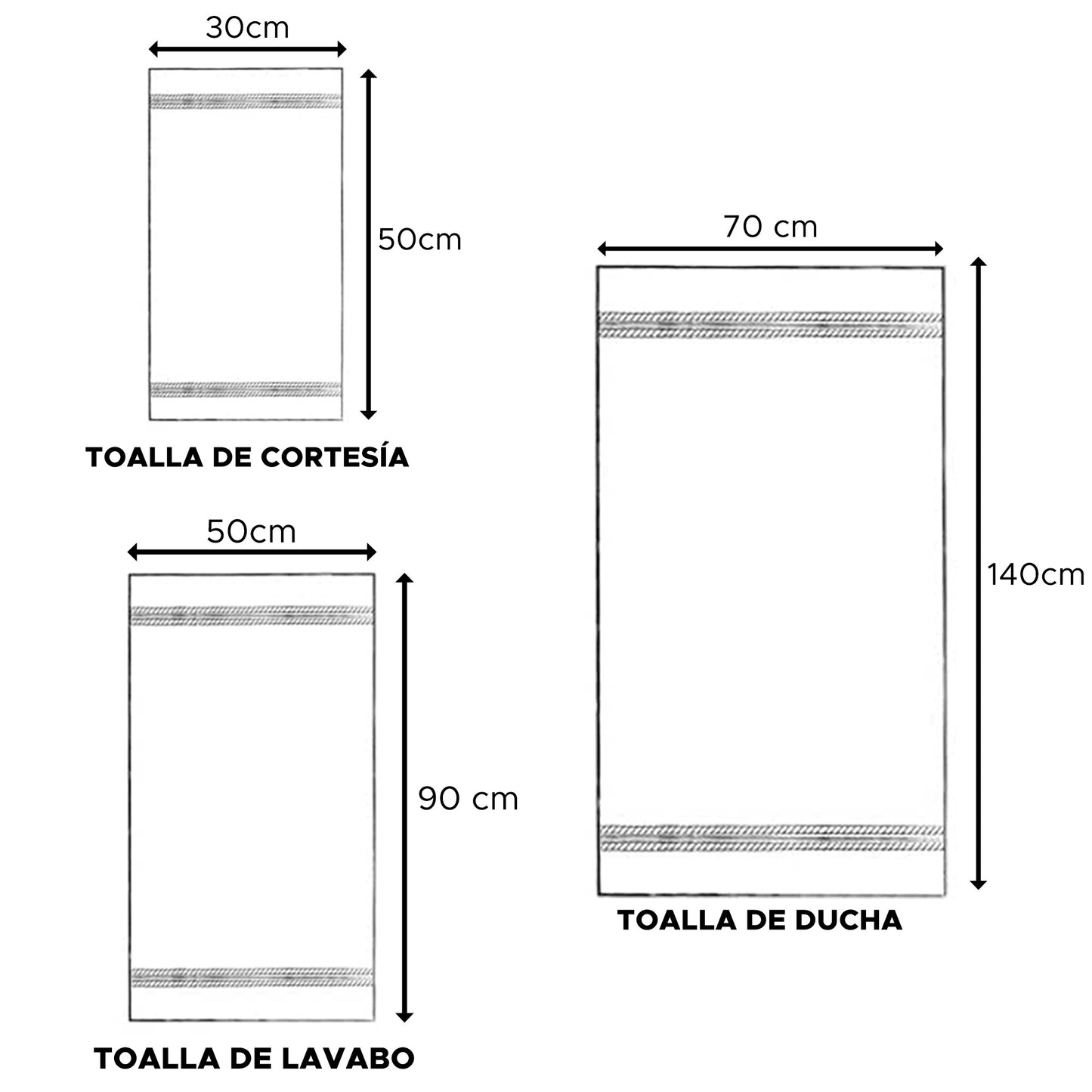 Juego De 6 Toallas De Baño: 2 Toallas De Cortesía 30x50 ; 2 Toallas De Lavabo 50x90 ; 2 Toallas De Ducha 70x140cm 450 Gr/m2 100% Algodón Topo_2
