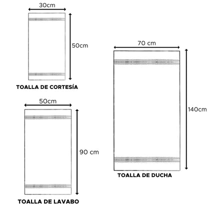 Juego De 4 Toallas De Baño: 2 Toallas De Lavabo 50x90 ; 2 Toallas De Ducha 70x140cm 450 Gr/m2 100% Algodón Topo_2