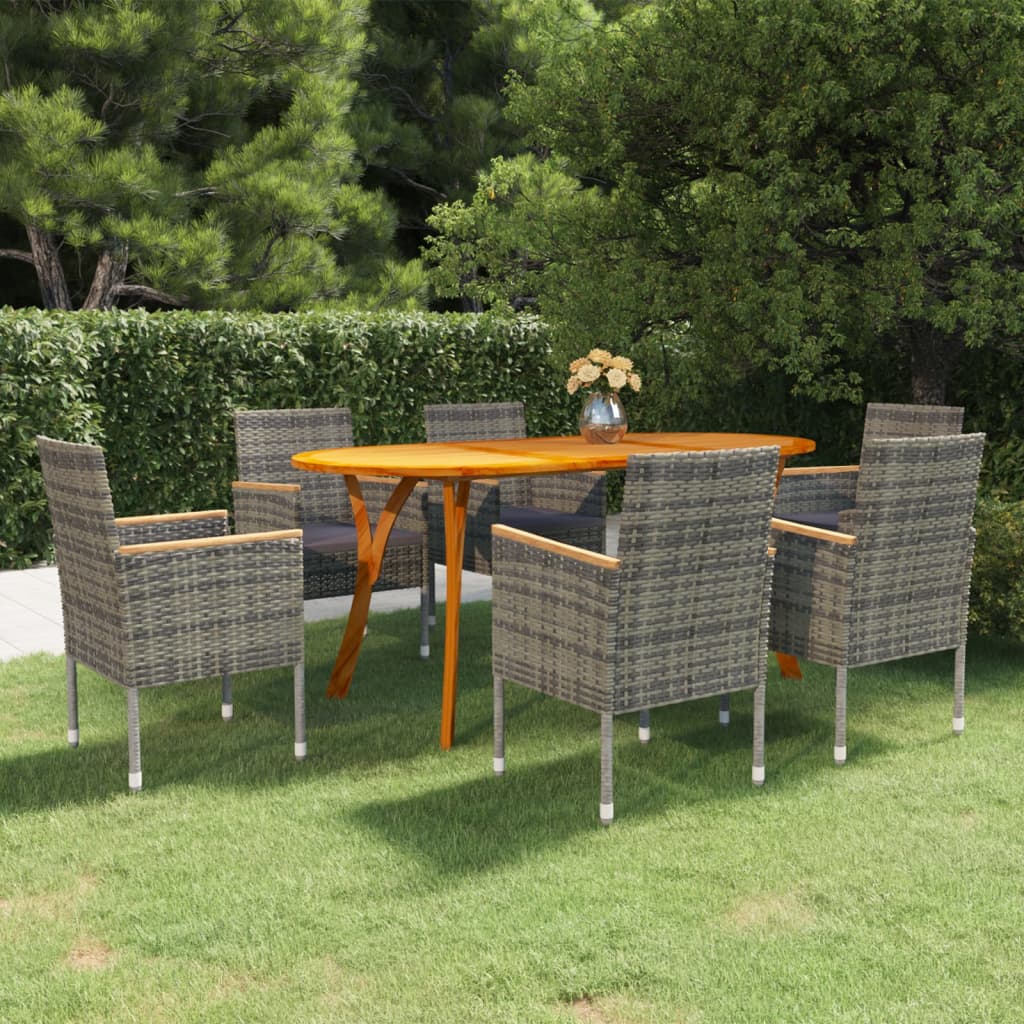 Juego De Comedor De Jardín De 7 Piezas Gris / Vetonek_2