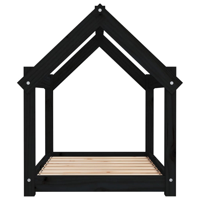 Vidaxl Cama Para Perros Madera Maciza De Pino Negro 81x60x70 Cm_5