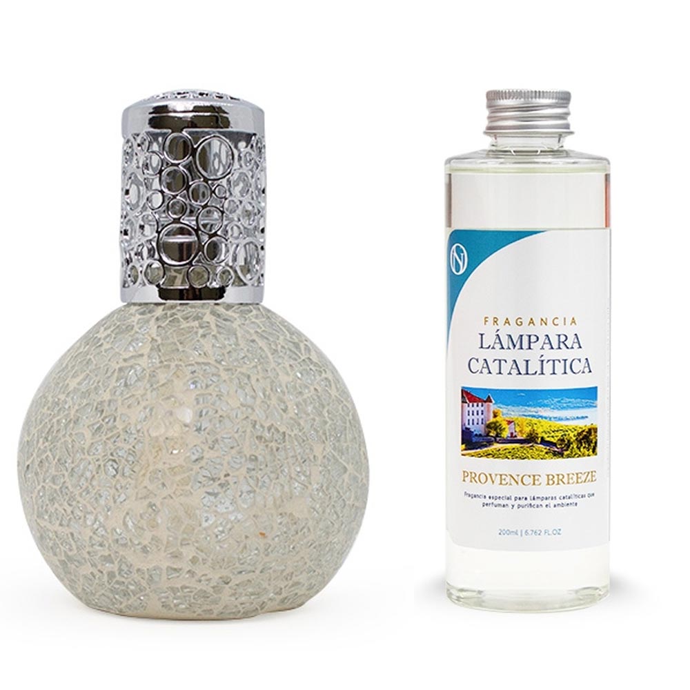 Lámpara Catalítica Mosaico Blanco + Fragancia Provence Breeze 200 Ml - Elimina Malos Olores, Impurezas Y Perfuma_0