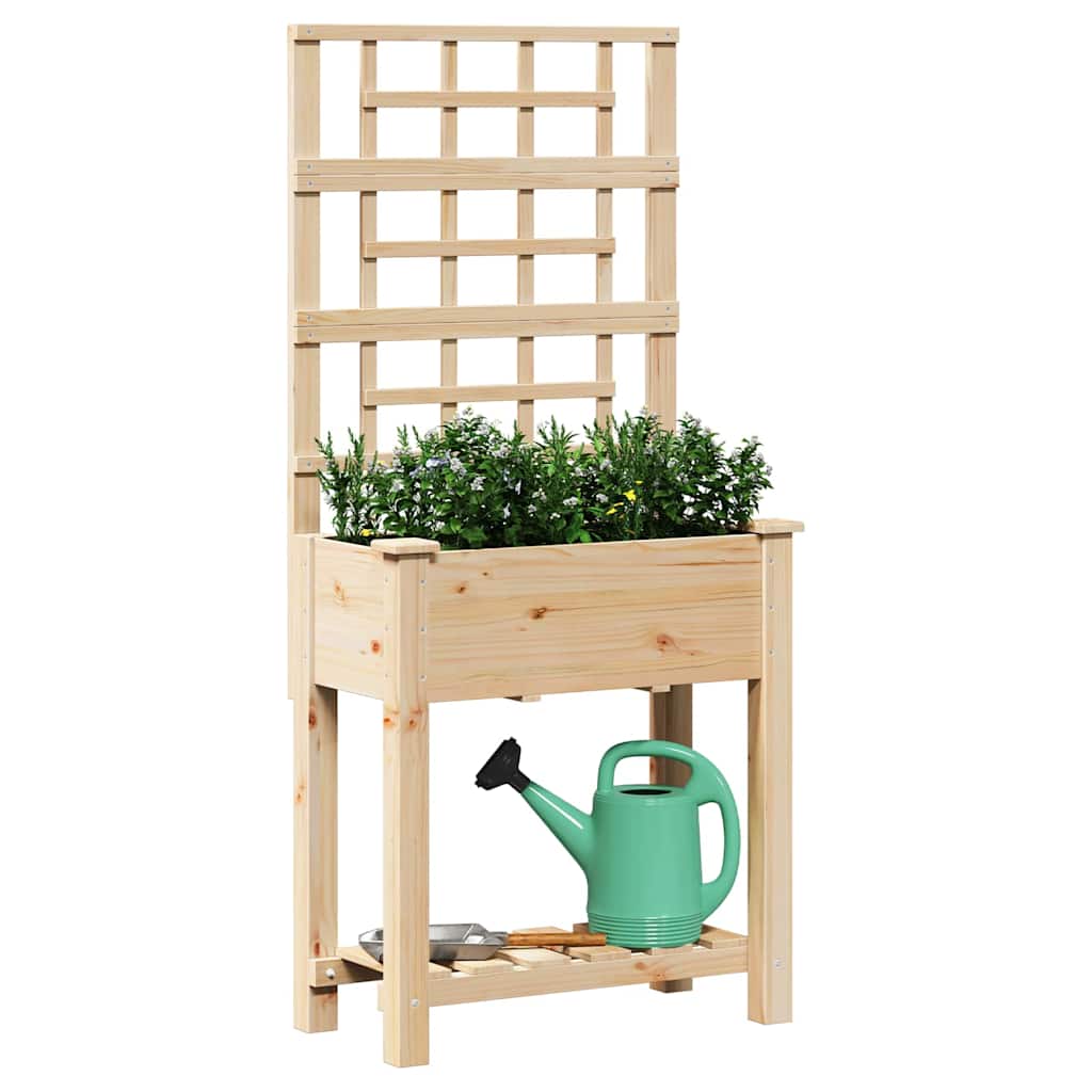Macetero De Jardín Beige 71 X 38 X 152 Cm Madera De Pino Sólido_2