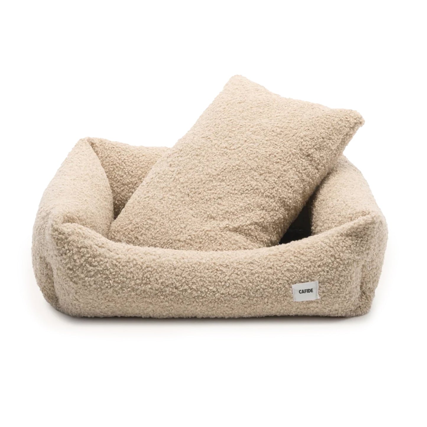 Cafide Cama De Material Reciclado Para Perro Con Tejido Estilo Borreguito Beige. Modelo Snozy._0