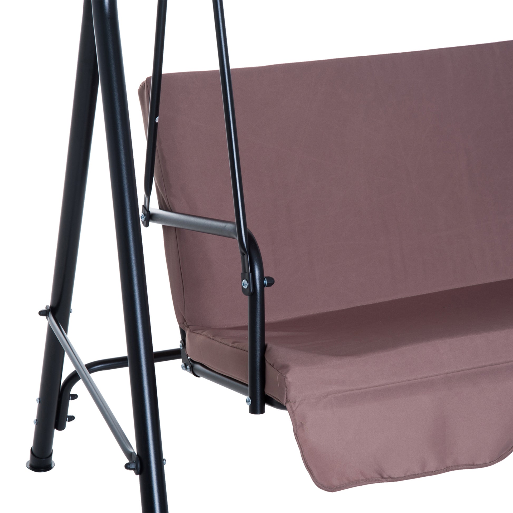 Outsunny Columpio De Jardín De 3 Plazas Con Techo Ajustable Acero 172x110x153 Cm_3