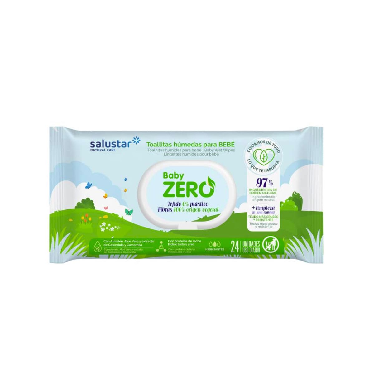 Toalhitas Húmidas Biodegradáveis ​​​​BabyZero Salustar 24 Unidades