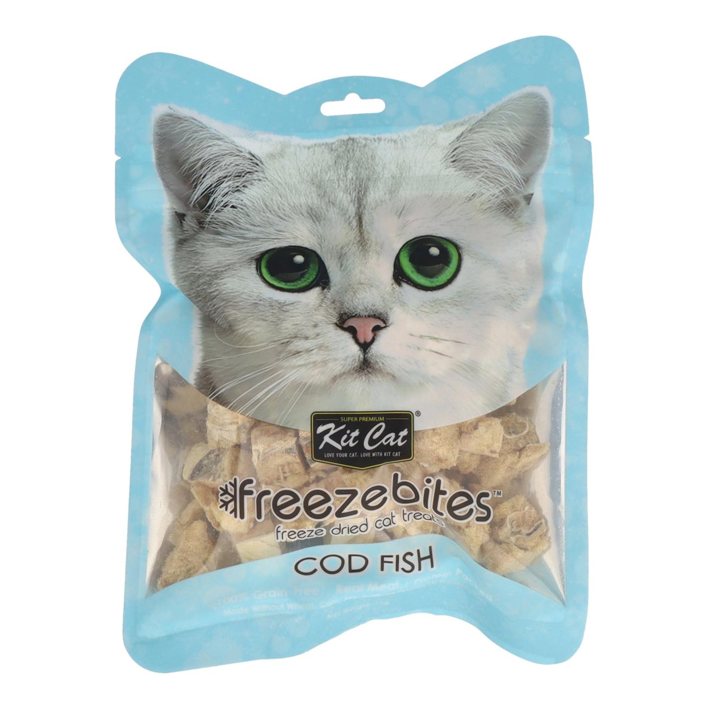 Kit Cat FreezeBites - Bacalhau 15 g Petisco natural liofilizado para gatos