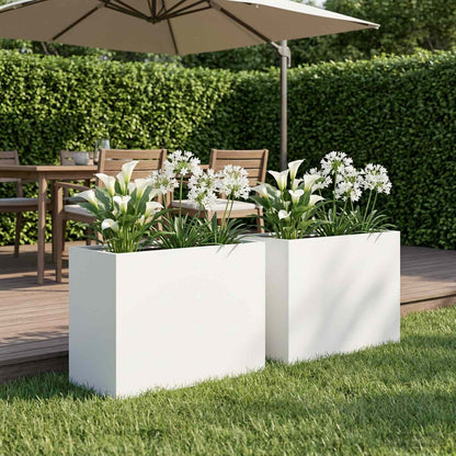Macetero De Jardín 2 Uds. Blanco 60 X 30 X 40 Cm_1